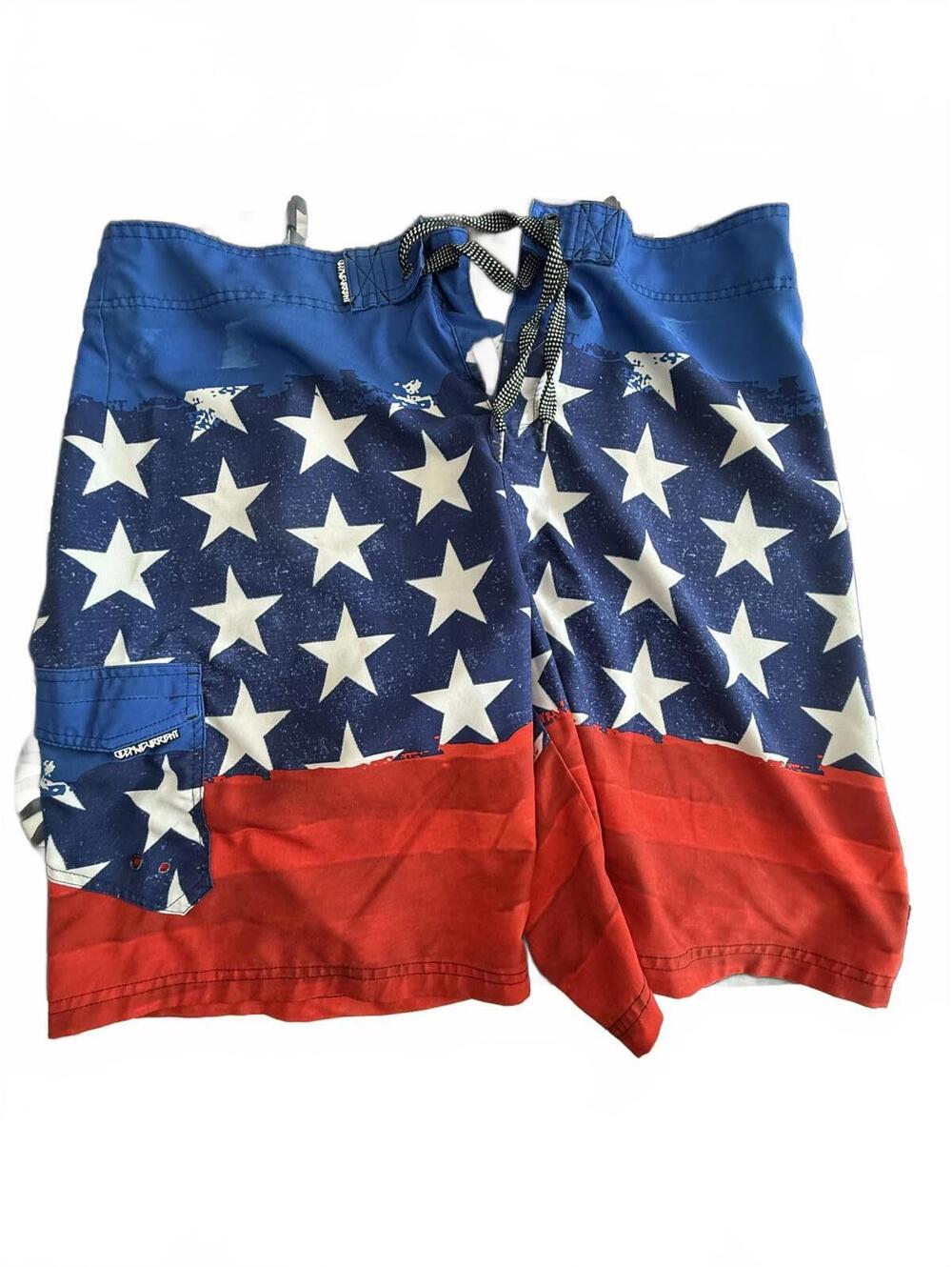 Ocean Current Patriotic Star Print Swim Shorts Size 38 L-XL